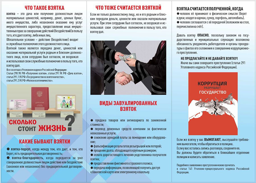 Памятка для граждан и предпринимателей Свердловской области «А ты знаешь, что такое взятка?»