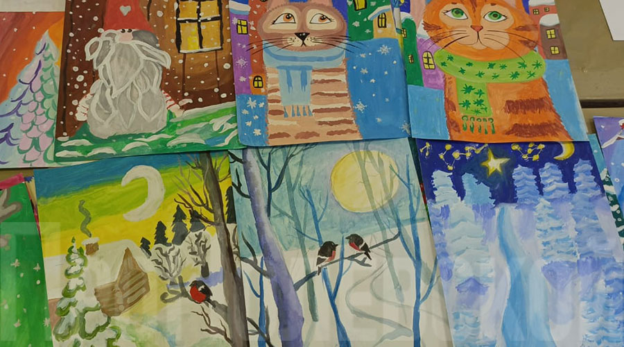 Юные полевские художники рисовали зиму и мечты
